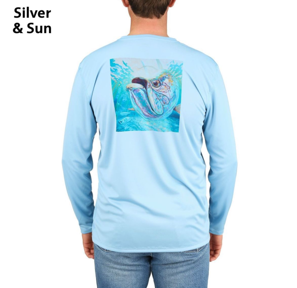 Simms Solar Tech Tee Silver and Sun Faded Denim Simms Solar Tech Tee Silver and Sun Faded Denim